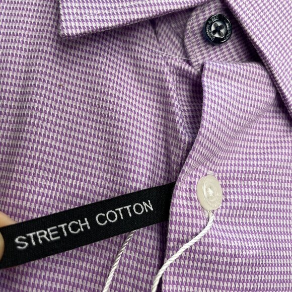 NEW Duchamp London Men's 18.5/ XXL Slim Fit Dress Shirt Stretch Cotton Purple - Picture 5 of 6
